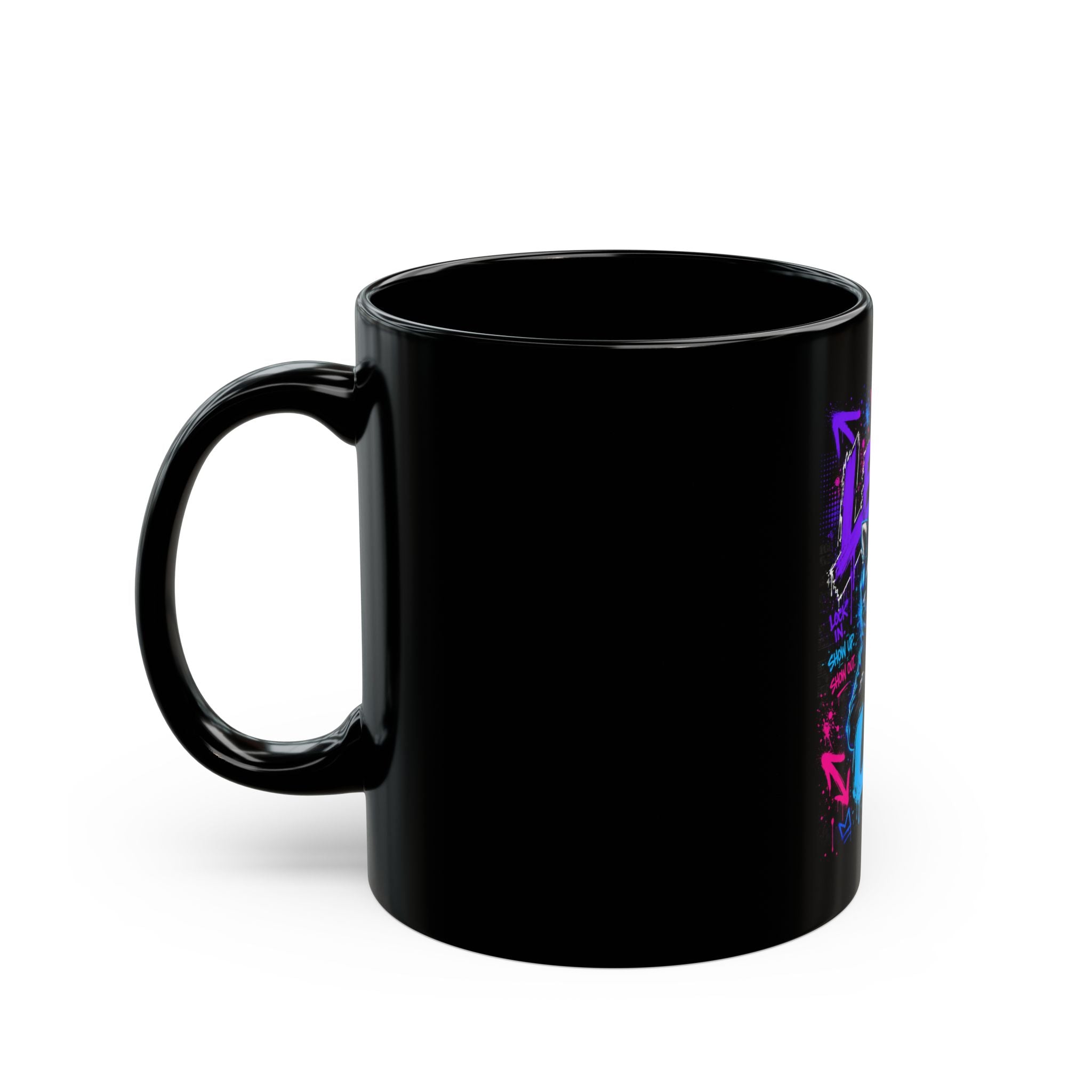 Level Up Gamer Raccoon Black Mug – Neon Retro Gaming Coffee Cup (11oz/15oz)