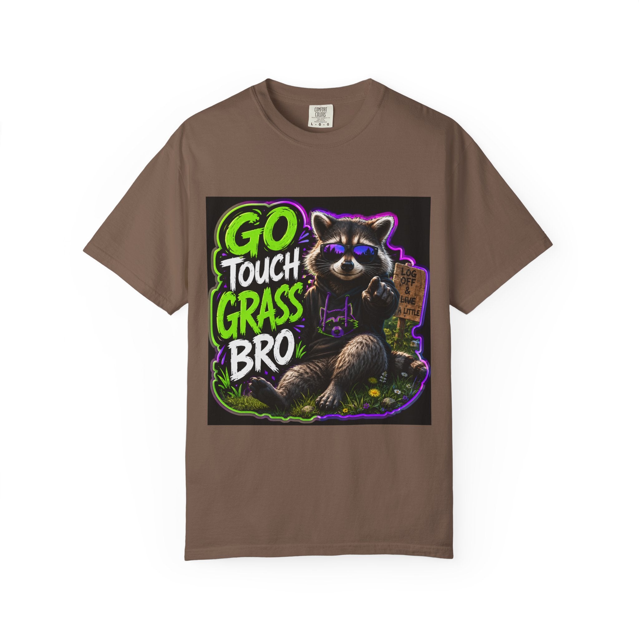 Raccoon 'Go Touch Grass Bro' Graphic T-Shirt