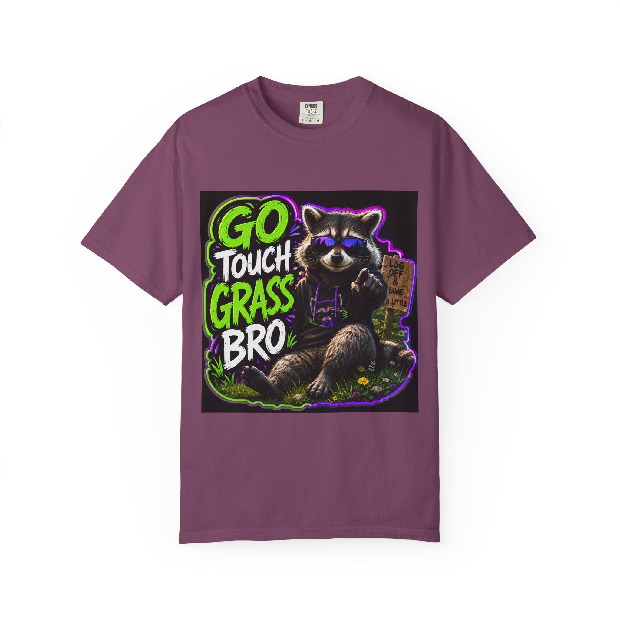 Raccoon 'Go Touch Grass Bro' Graphic T-Shirt