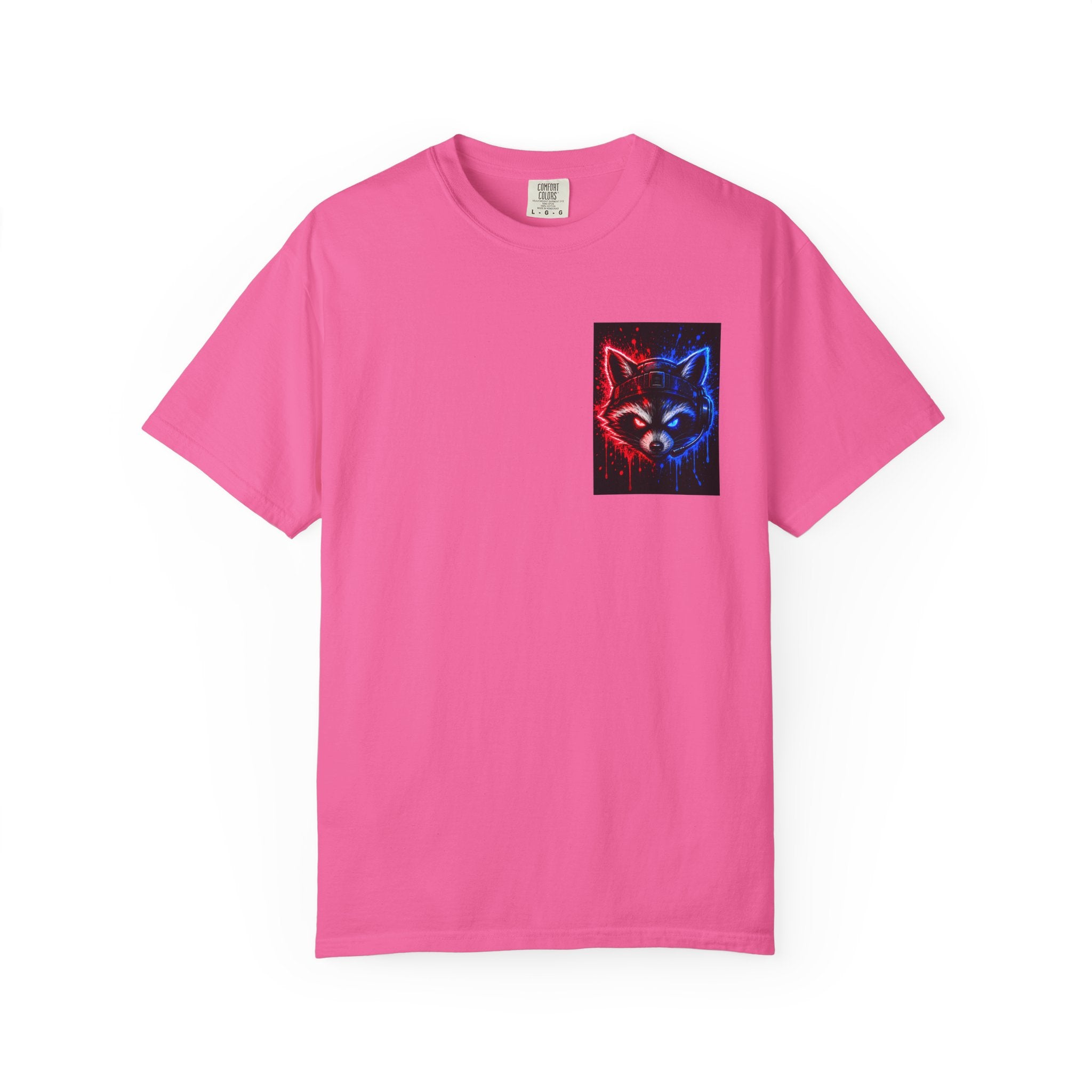 Raccoon Gaming Neon Poster T-Shirt — "Look In, Speak Up, Shine Out" Motivational Tee