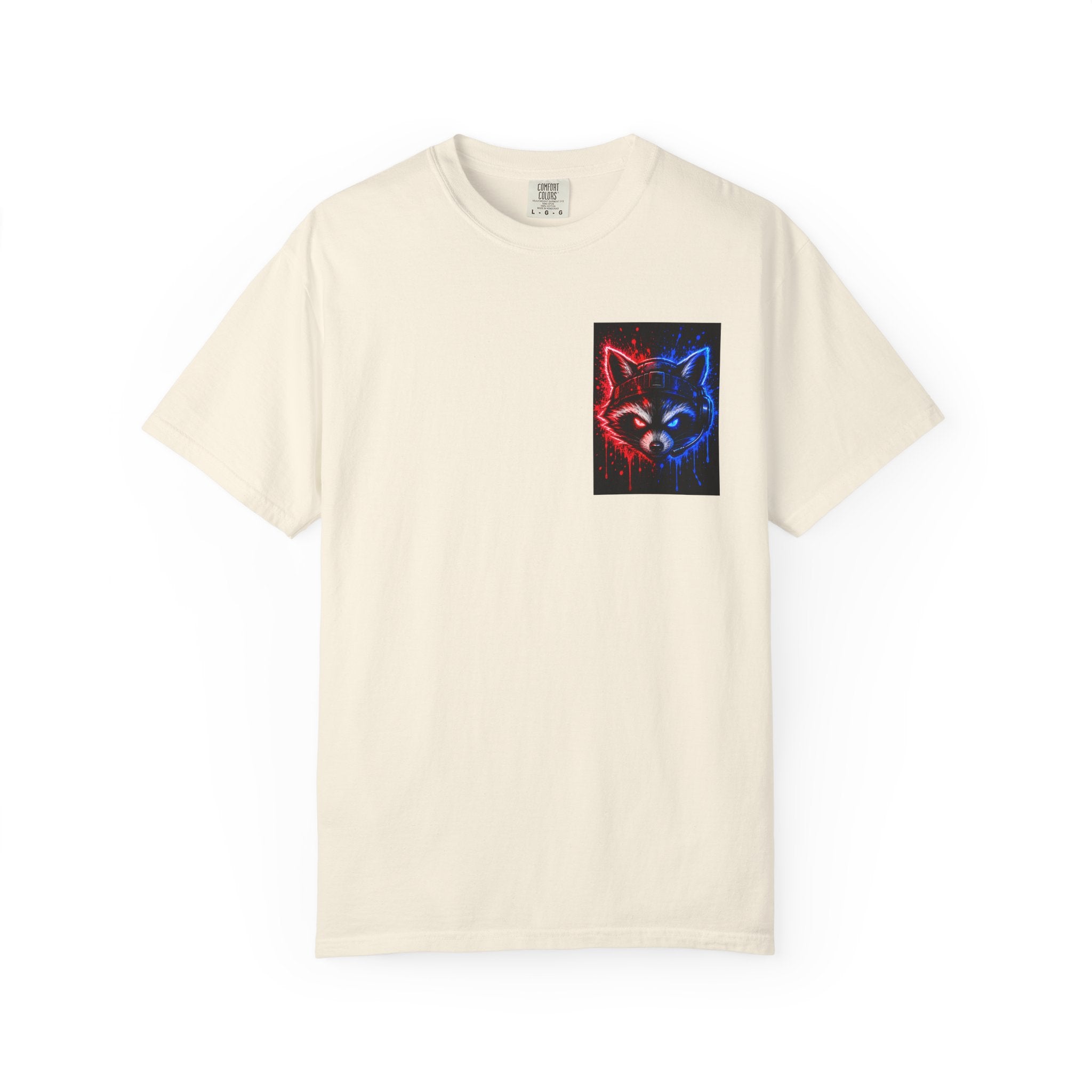 Raccoon Gaming Neon Poster T-Shirt — "Look In, Speak Up, Shine Out" Motivational Tee