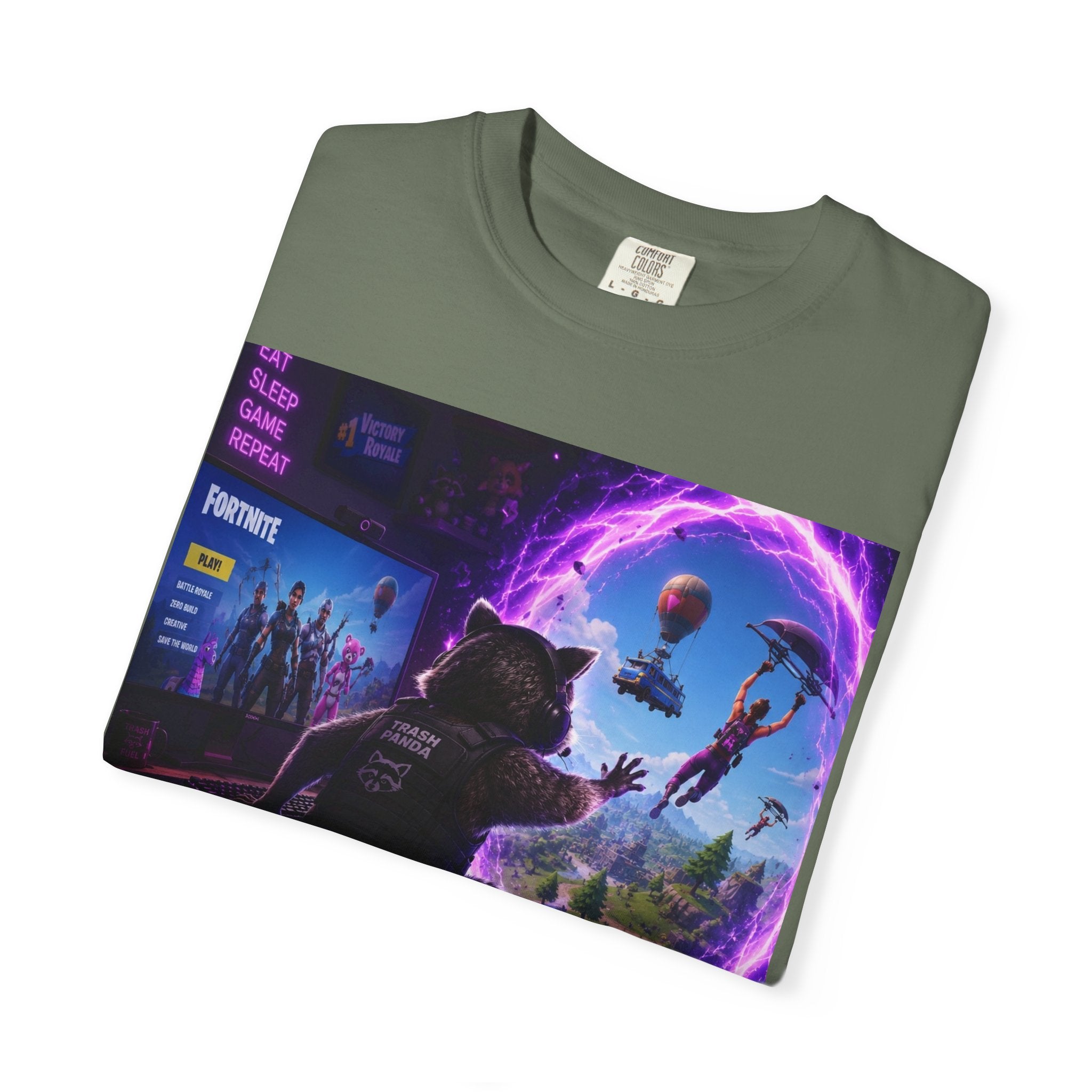 T-Shirt — Fortnite Portal Graphic Tee (Raccoon Watching Portal)
