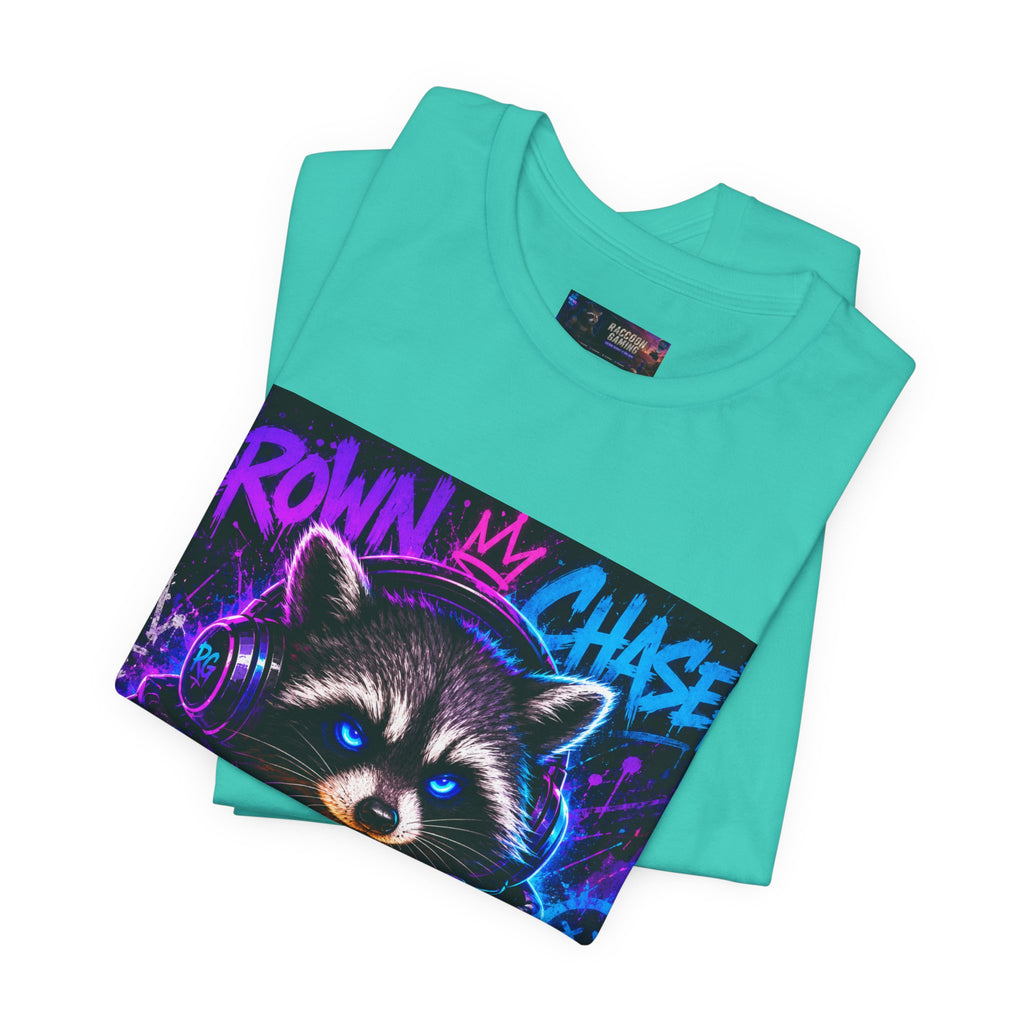 Crown Chaser Raccoon Gaming Tee — "Every Match is Earned" Gamer T-Shirt