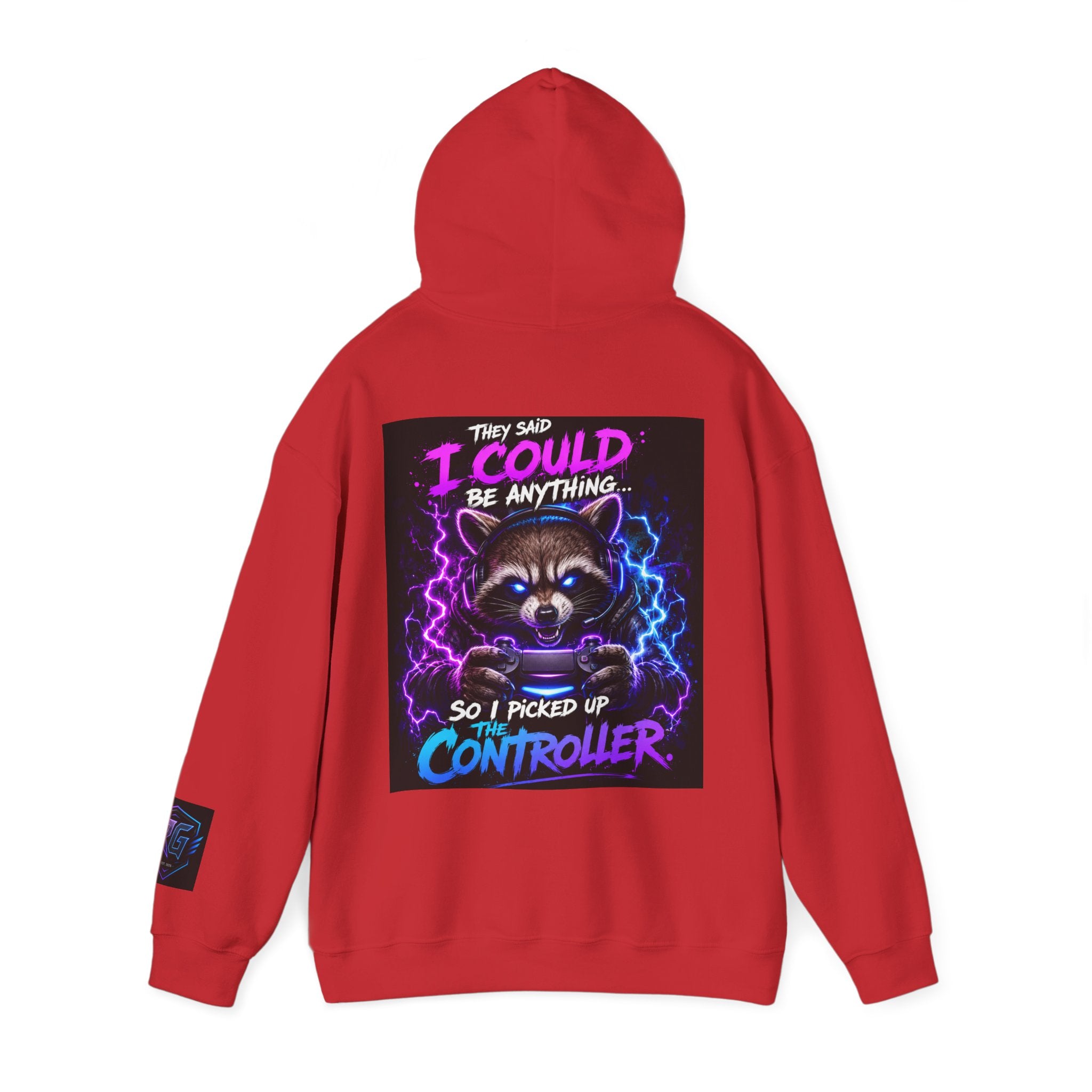 Gaming Hoodie — “I Could Be Anything… So I Picked up the Controller” Raccoon Gamer Sweatshirt