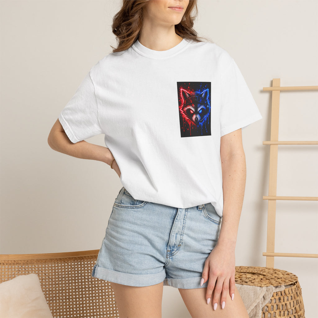 Raccoon Gaming Neon Poster T-Shirt — "Look In, Speak Up, Shine Out" Motivational Tee