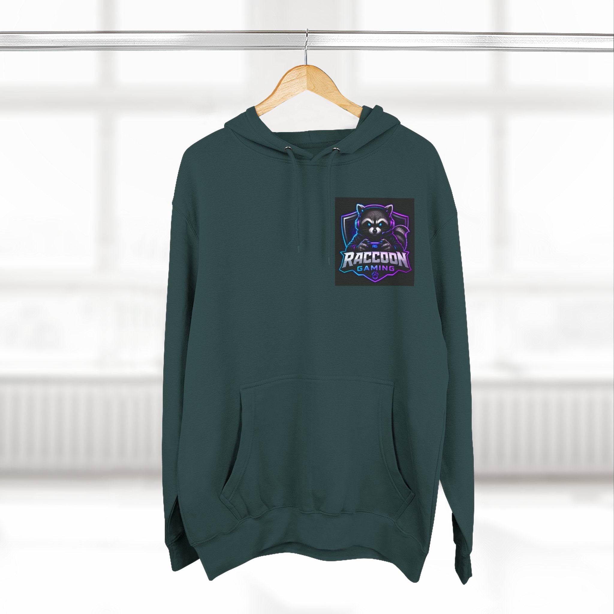 Raccoon Portal Graphic Hoodie — Gaming Sci‑Fi Fleece Pullover