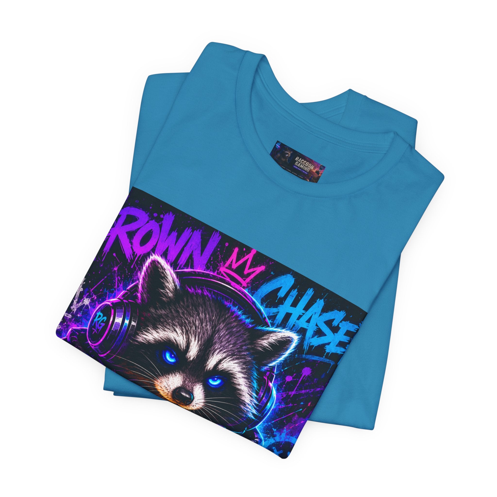 Crown Chaser Raccoon Gaming Tee — "Every Match is Earned" Gamer T-Shirt