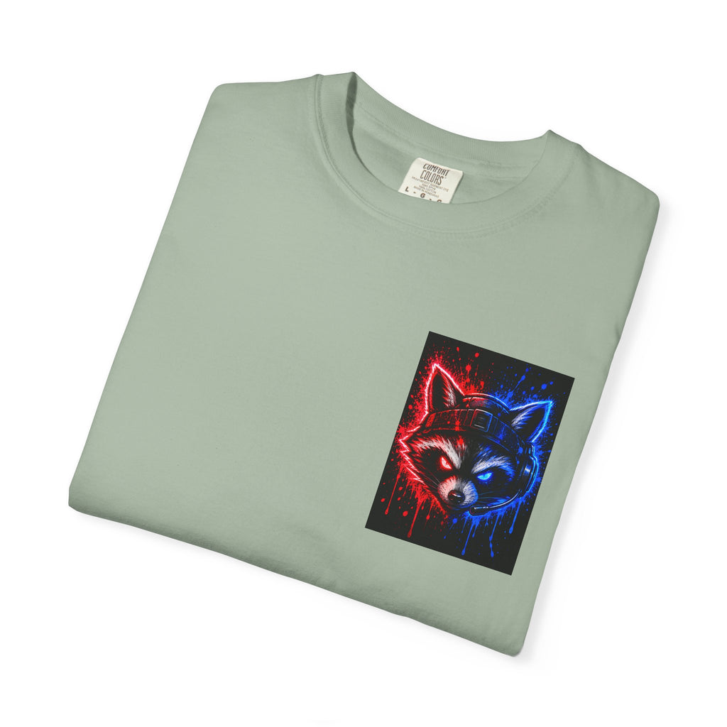 Raccoon Gaming Neon Poster T-Shirt — "Look In, Speak Up, Shine Out" Motivational Tee