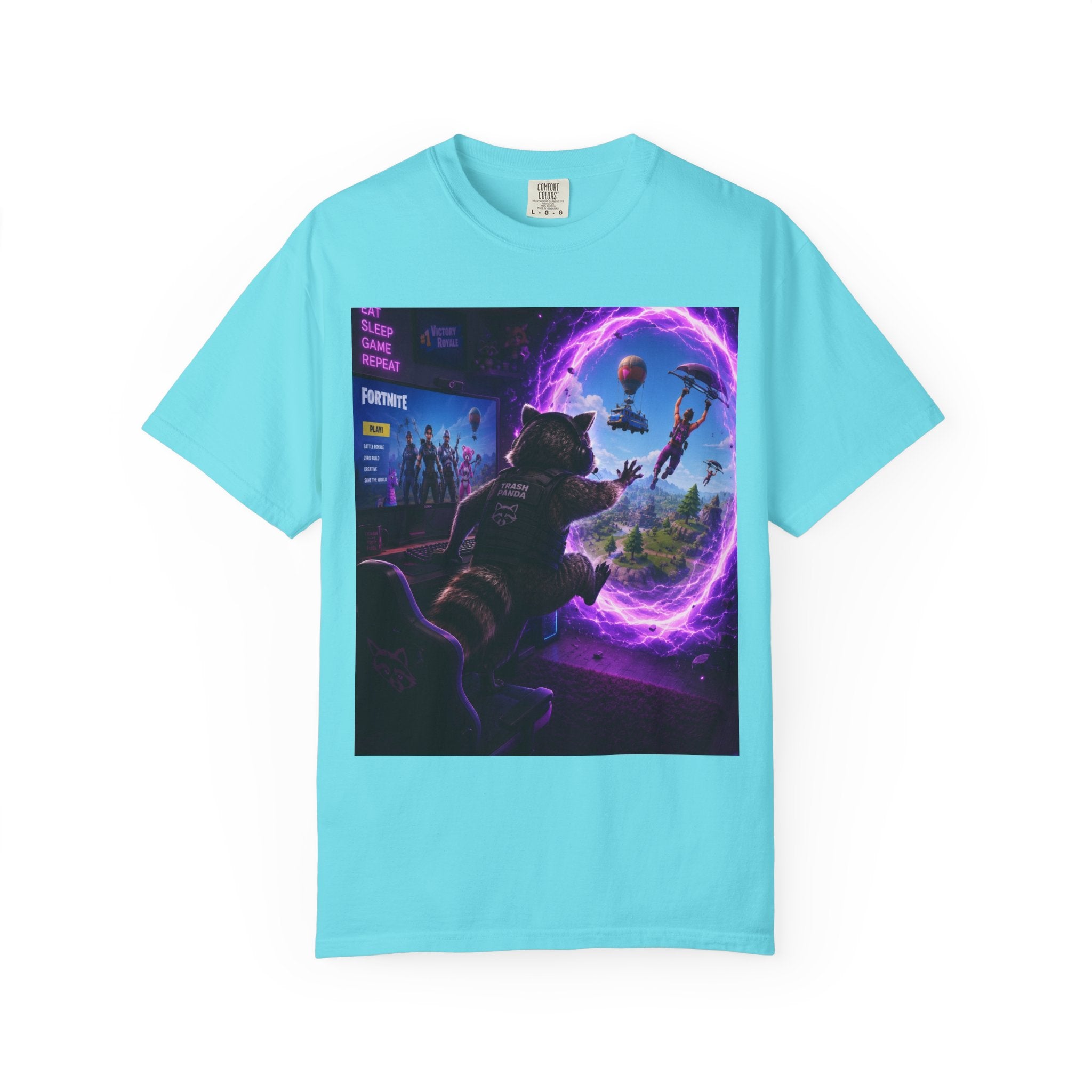 T-Shirt — Fortnite Portal Graphic Tee (Raccoon Watching Portal)